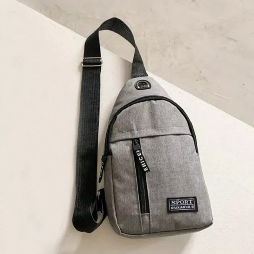 Mens Shoulder Bag Gray Chest Bag 🆕